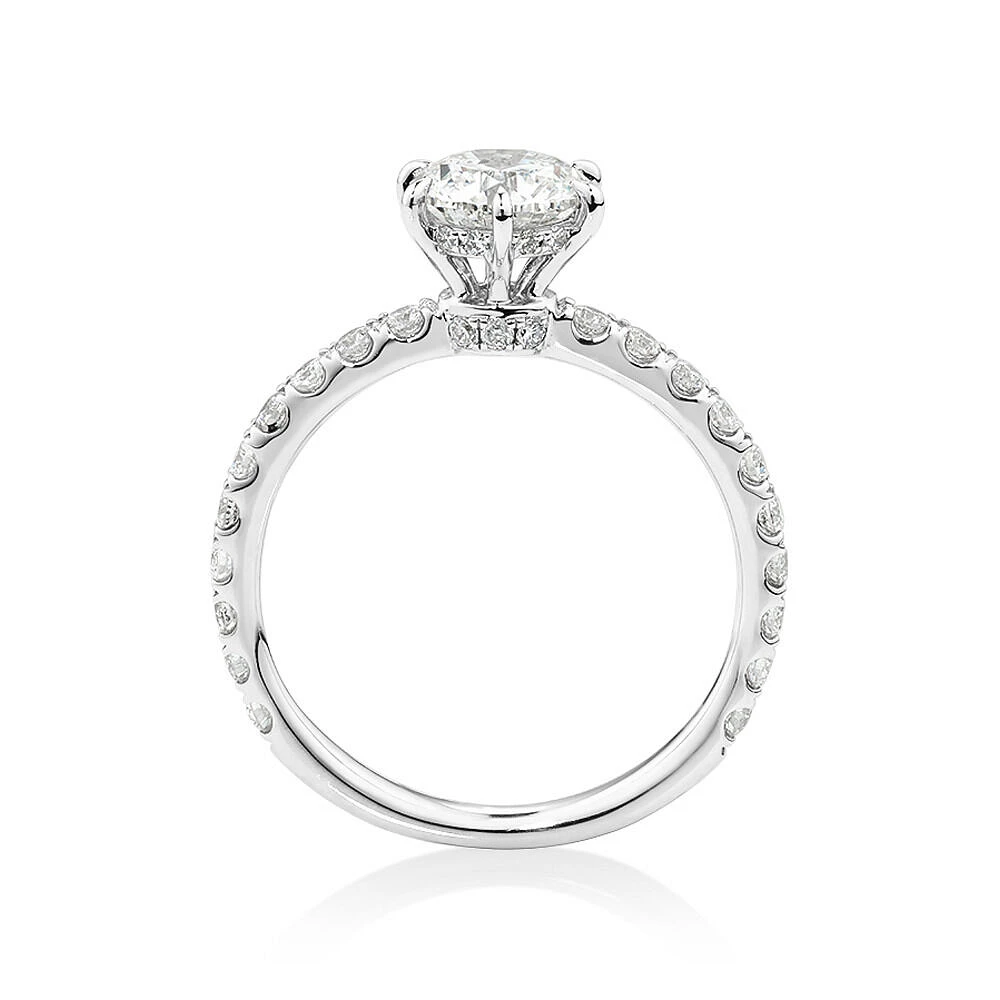 Sir Michael Hill Designer Engagement Ring with 1.37Carat TW of Diamonds in 18kt White Gold