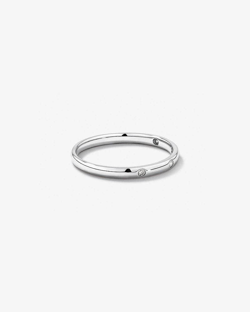 Bezel Set Diamond Accent Minimalism Ring in 10kt White Gold