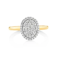 0.50 Carat TW Oval Shaped Diamond Cluster Ring in 14kt Yellow & White Gold