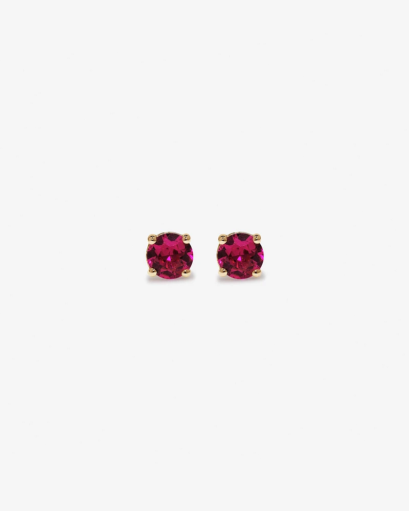 Boucles d'Oreilles Clous en Or Jaune 10kt avec Rubis Rouge Créé Ronde