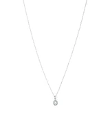 Round Brilliant Cubic Zirconia Halo Pendant Necklace in Sterling Silver