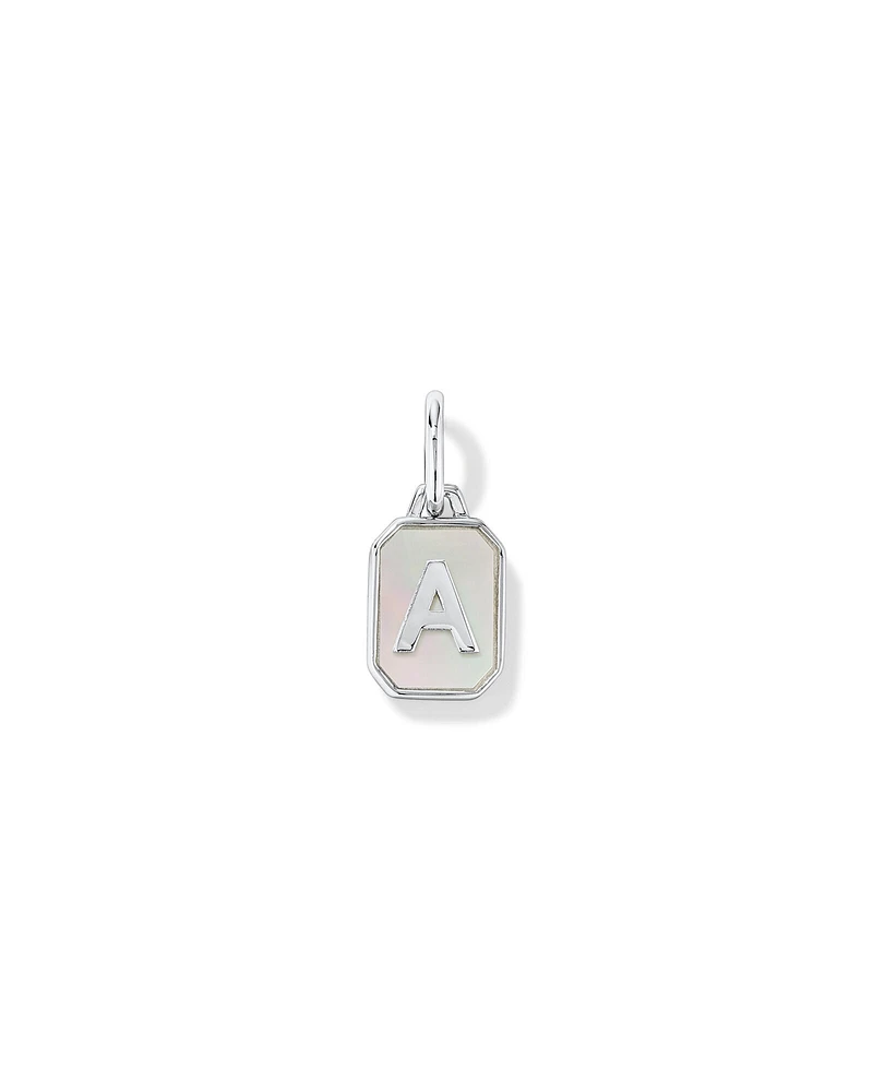 Letter Z Mother of Pearl Initial Pendant in Sterling Silver