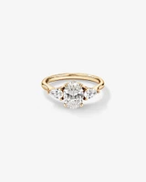1.65 Carat TW Three Stone Oval and Pear Shaped Laboratory-Grown Diamond Engagement Ring in 14kt White Gold