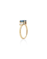 London Blue Topaz Ring with .46 Carat TW Diamonds in 14kt Yellow Gold