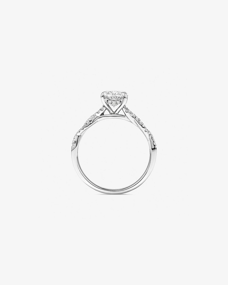 1.70 Carat TW Oval Cut Lab-Grown Diamond Twist Band Engagement Ring in 14kt White Gold