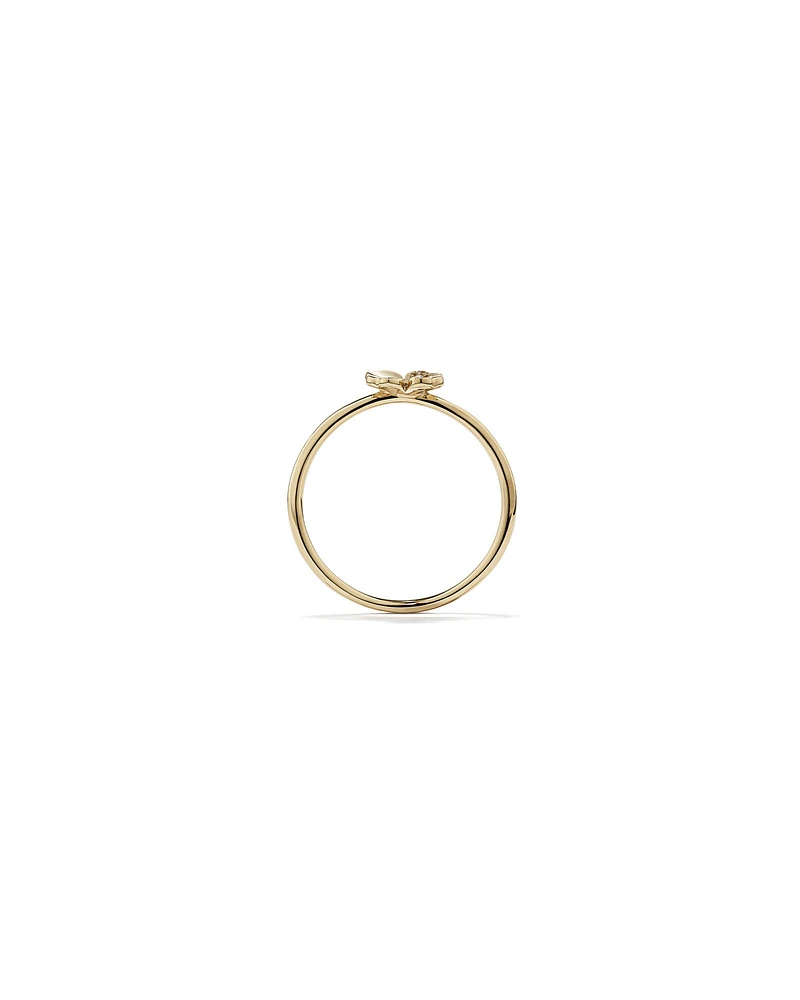 Cubic Zirconia Four Leaf Clover Ring in 10kt Yellow Gold