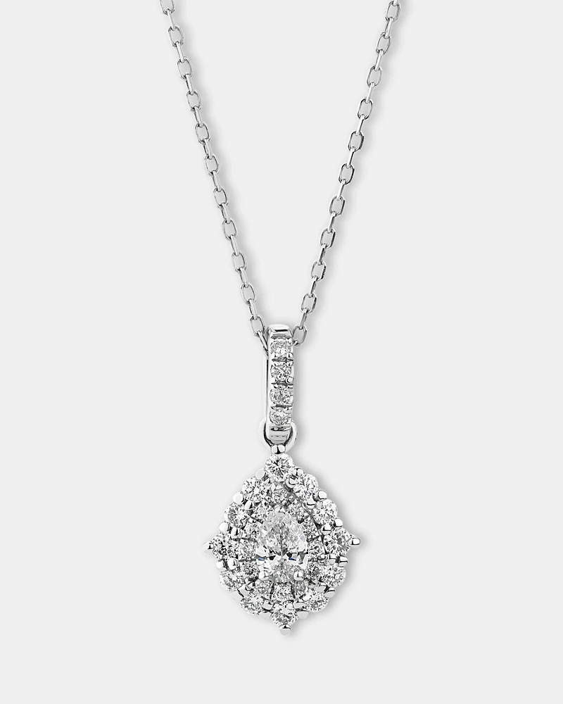 Vintage Pear Pendant with 0.25 Carat TW of Diamonds in 18kt White Gold