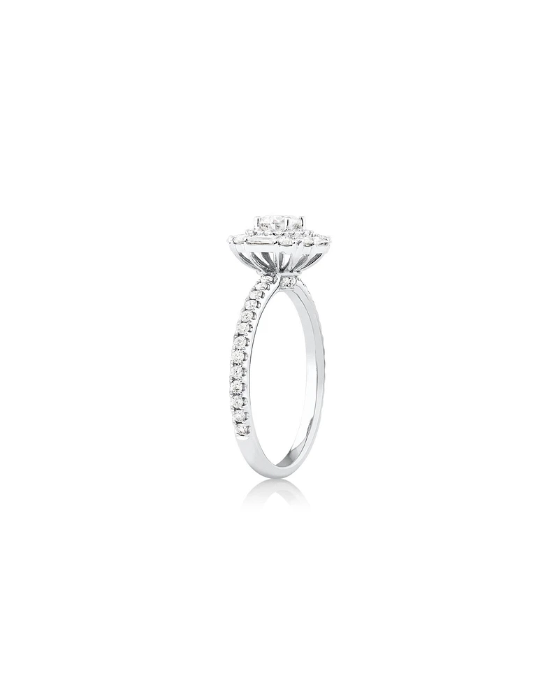 Sir Michael Hill Designer Halo Engagement Ring with 0.79 Carat TW Diamonds in 18kt White Gold