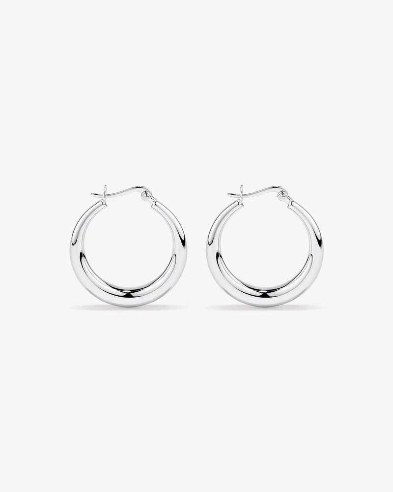 Boucles D'Oreilles Créoles Bombées Graduées En Argent Sterling