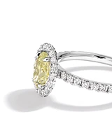 1.54 Carat TW Yellow Oval Cut Laboratory-Grown Diamond Halo Engagement Ring in 14kt White Gold