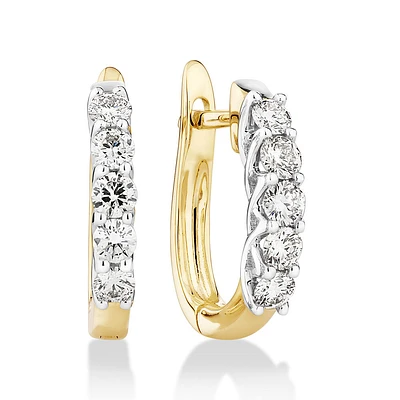 Hoop Earrings with 0.5 Carat TW of Diamonds in 14kt Yellow & White Gold