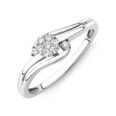 Promise Ring with Diamonds 10kt White Gold