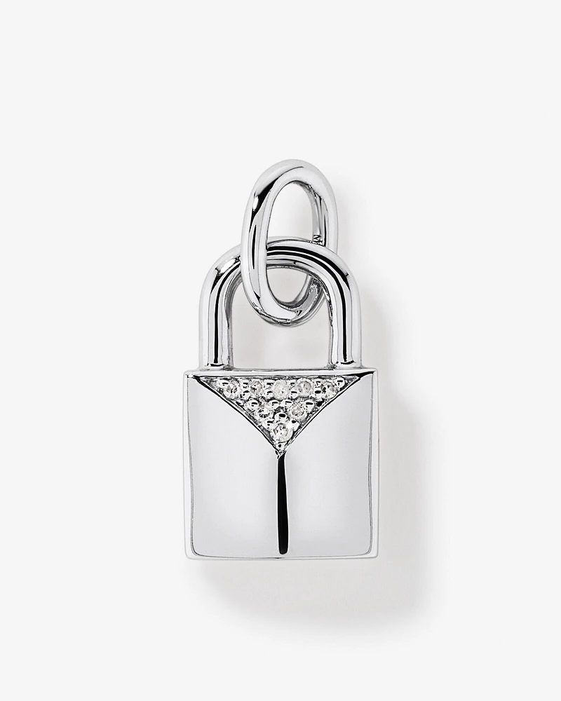 Diamond Signature Lock Pendant in 10kt White Gold