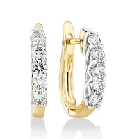 Hoop Earrings with 0.5 Carat TW of Diamonds in 14kt Yellow & White Gold