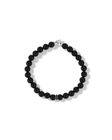 Men's Onyx Gemstone and Black Diamond Bead Bracelet in Sterling Silver