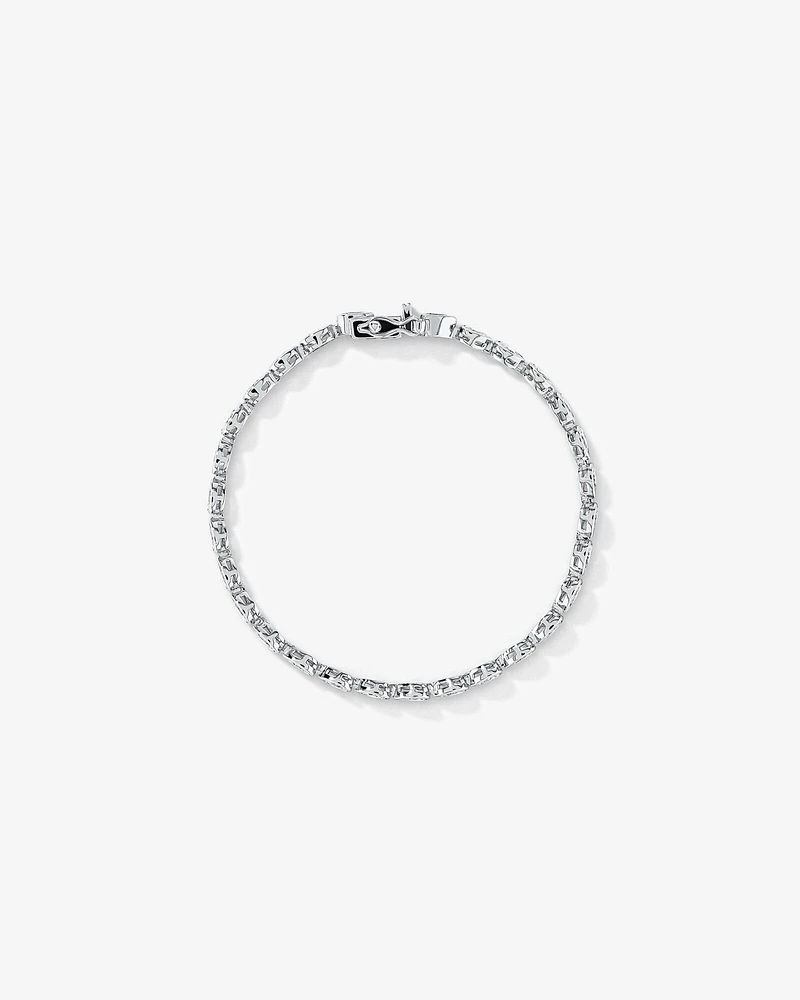 Pear Shaped Cubic Zirconia Bezel Set Tennis Bracelet in Sterling Silver