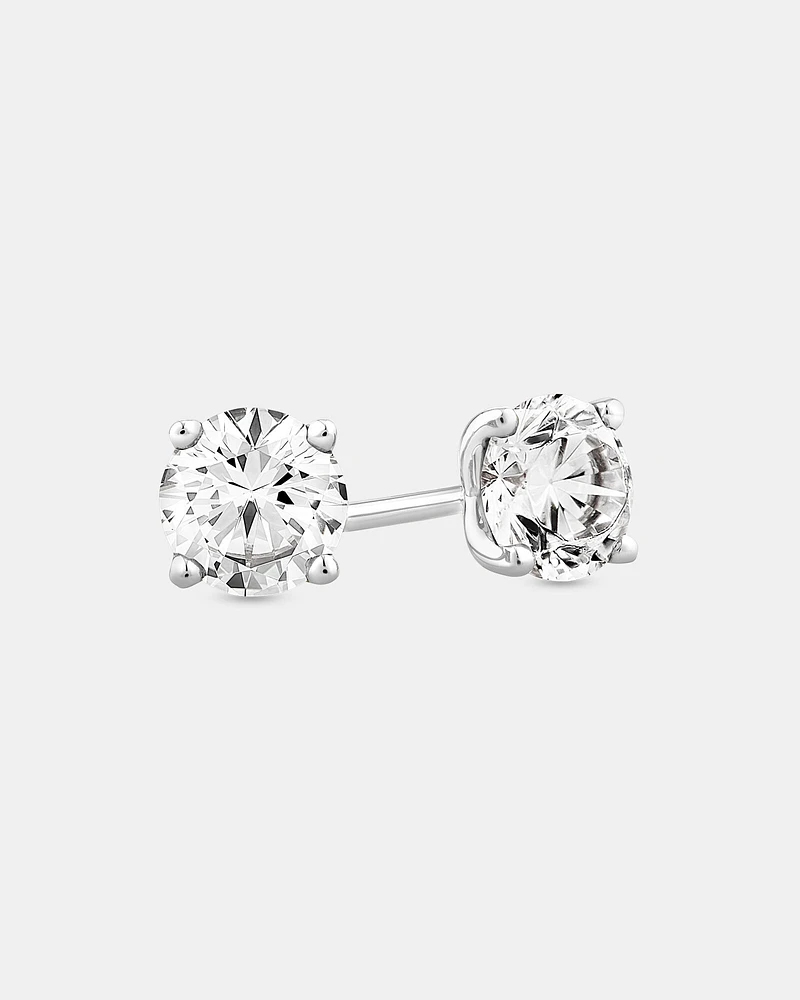 1.00 Carat TW Diamond Solitaire Stud Earrings in 18kt White Gold