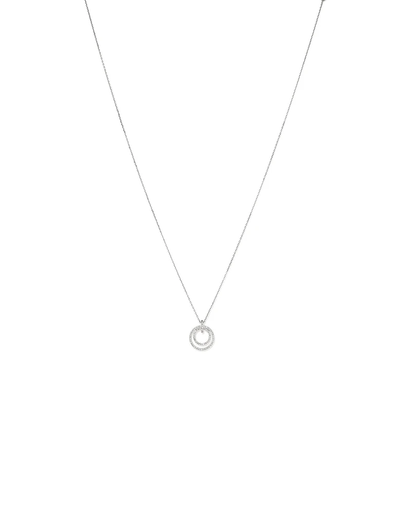 Fine Double Circle Diamond Pendant in Sterling Silver