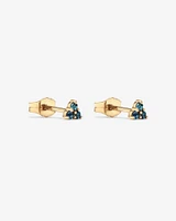 London Blue Topaz Trio Stud Earrings in 10kt Yellow Gold