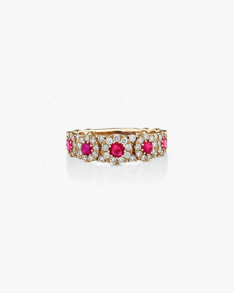 Bubble Ring with Ruby and .50 Carat TW Diamonds in 14kt Yellow Gold