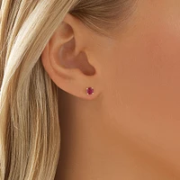 Stud Earrings with Ruby in 10kt Yellow Gold