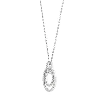 Fine Double Circle Diamond Pendant in Sterling Silver