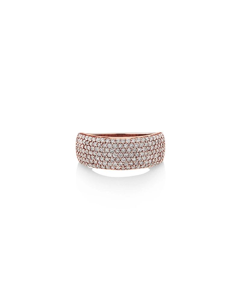 Bague en or blanc 10 K avec pavé de diamants totalisant 1,00 ct