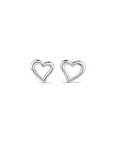 Open Heart Stud Earrings in Sterling Silver