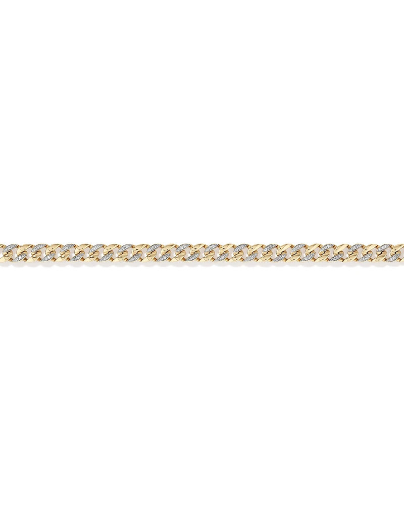 21cm (8.5") Cuban Link Bracelet with 1.00 Carat TW of Diamonds in 10kt Yellow Gold