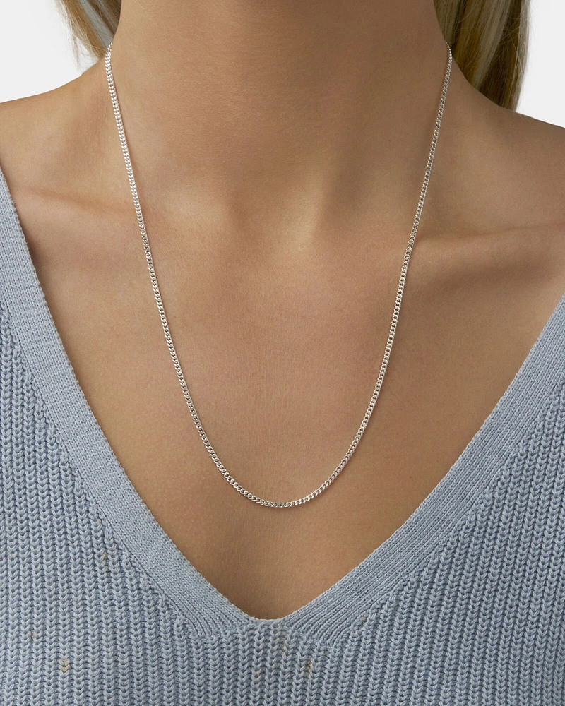 55cm (22") 1.5mm-2mm Width Curb Chain in Sterling Silver