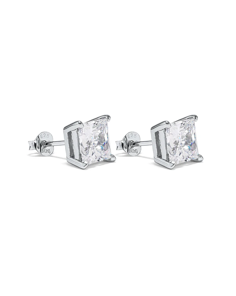 7.5mm Princess Cubic Zirconia Stud Earrings in Sterling Silver