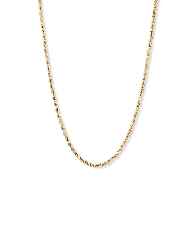 Chaîne corde semi-massive 50 cm (20") en or jaune 10 carats