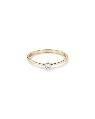 Bague de promesse solitaire en diamant taille brillant rond de 0,10 carat en or jaune et blanc 10 carats