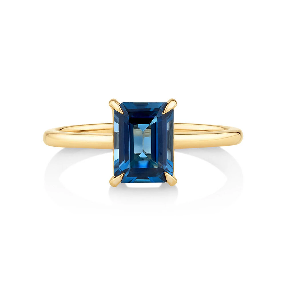 London Blue Topaz Ring in 10kt Yellow Gold