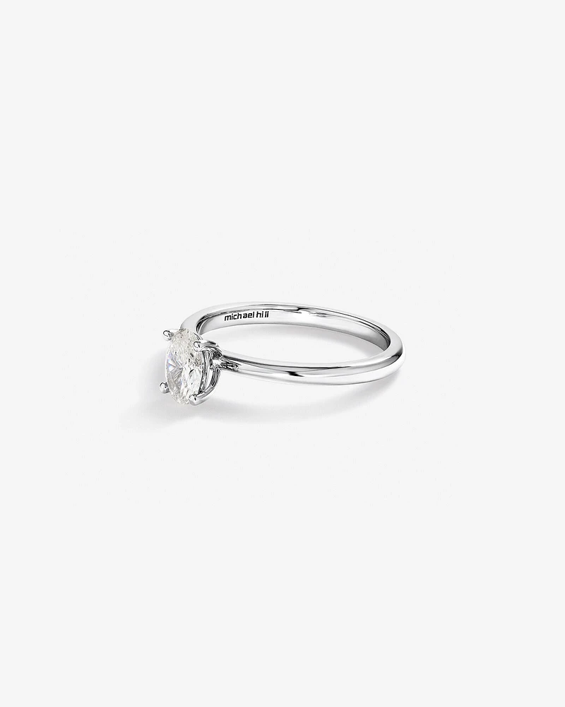 0.50 Carat TW Oval Cut Diamond Solitaire Engagement Ring in 14kt White Gold