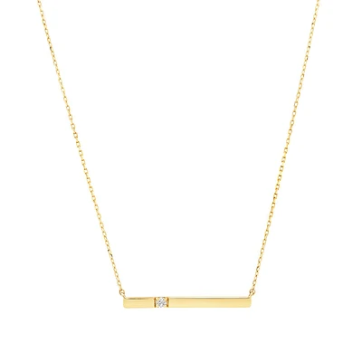 Diamond Accent Bar Necklace in 10kt Yellow Gold