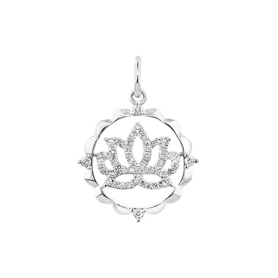 Lotus Motif Pendant with 0.15 Carat TW of Diamonds in Sterling Silver