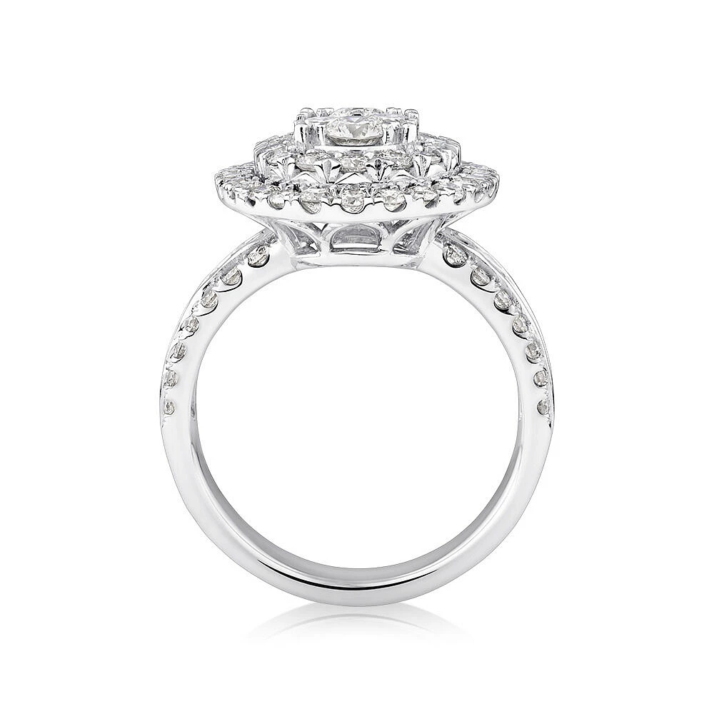 Oval Cluster Ring with 2.50 Carat TW of Diamonds in 14kt White Gold