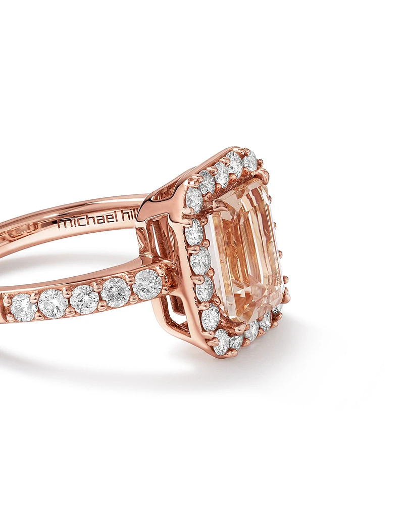 Ring with Morganite & 0.75 Carat TW of Diamonds in 14kt Rose Gold