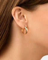 15mm Half Round Hoop Earrings in 10kt White Gold