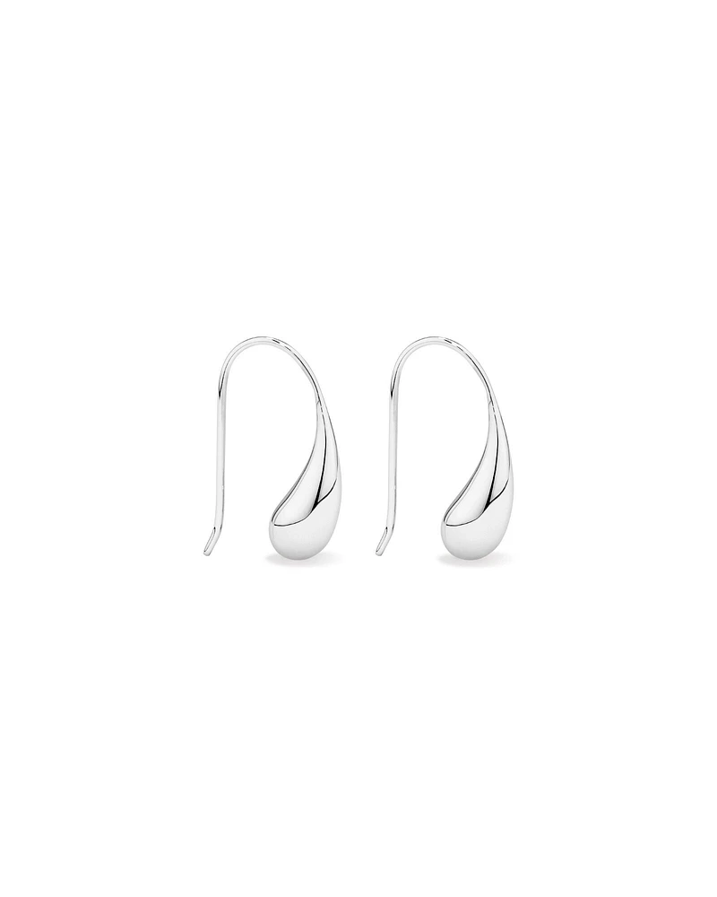 Teardrop Shepherds Hook Earrings in Sterling Silver