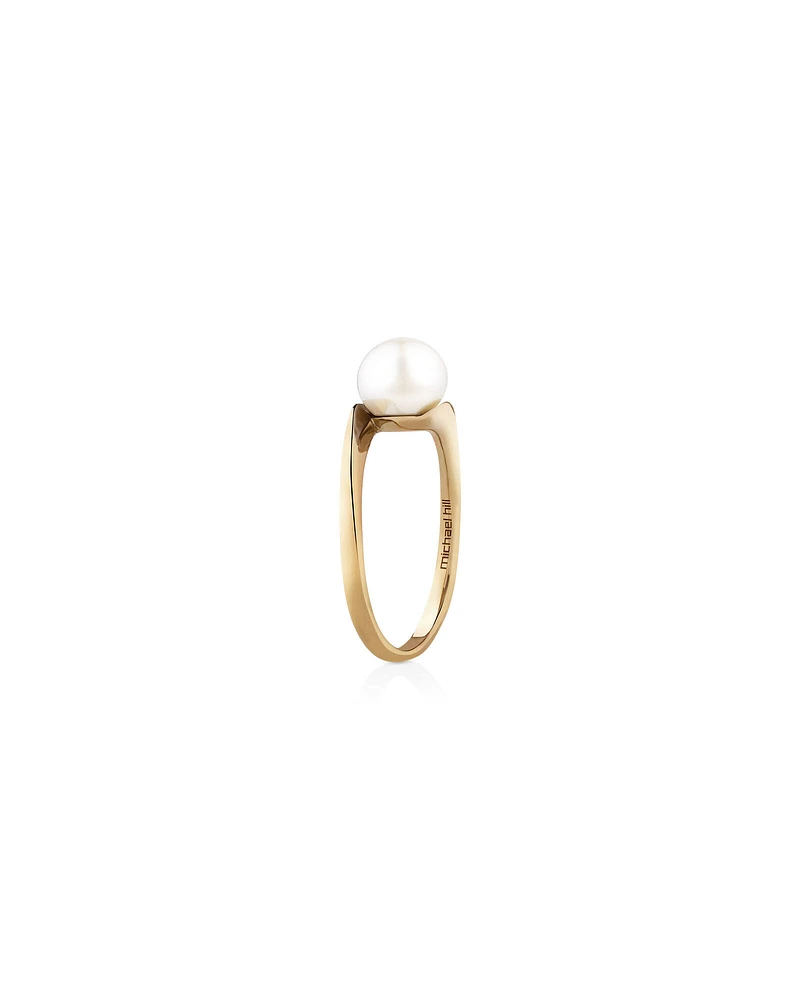 Twist Ring with Cultured Freshwater Pearl in 10kt Yellow Gold