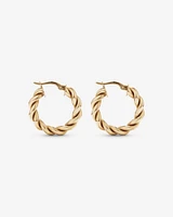 Croissant Twist 15mm Hoop Earrings in 10kt Yellow Gold