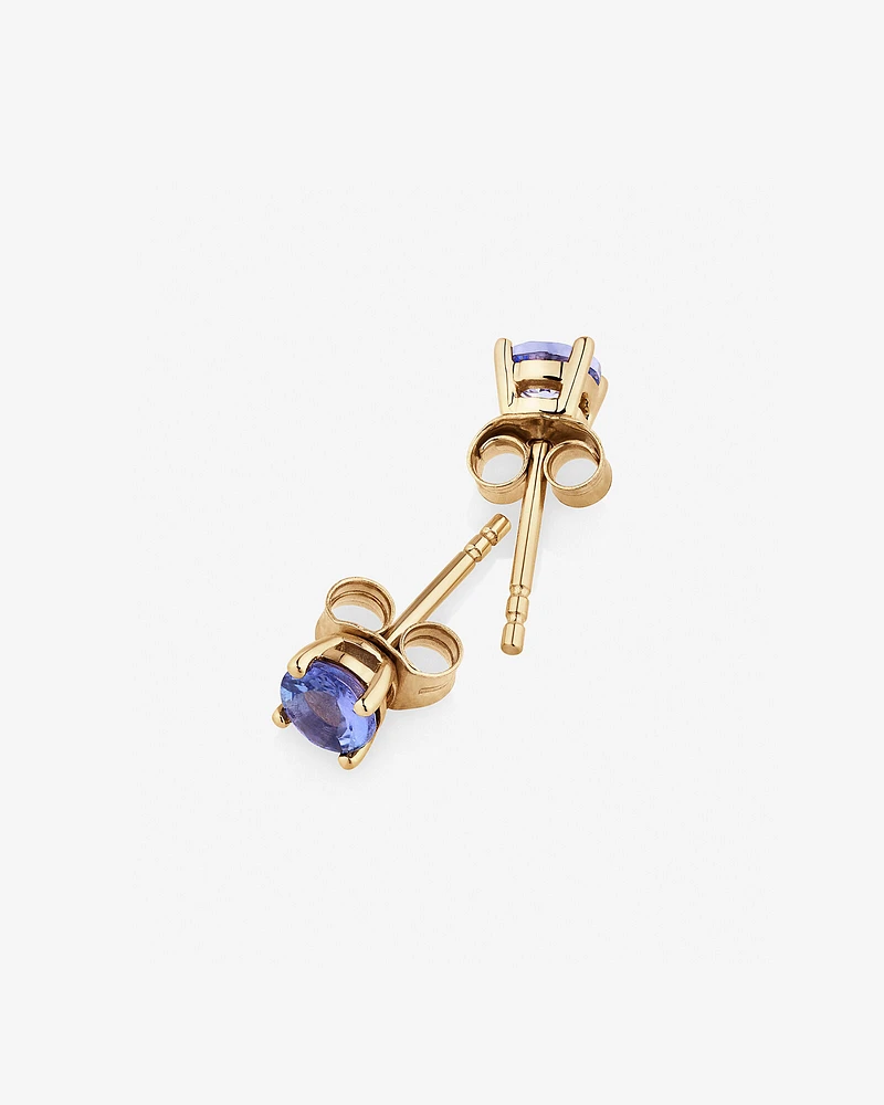 Stud Earrings with Tanzanite in 10kt Yellow Gold