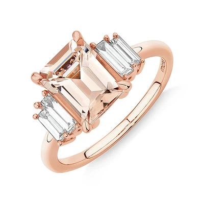 Morganite Ring with 0.30 Carat TW Diamonds in 14kt Rose Gold