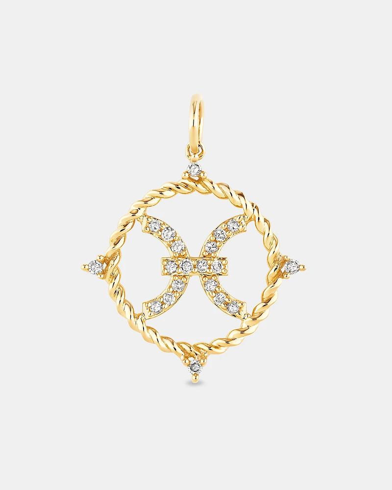 Pisces Zodiac Pendant with 0.15 Carat TW of Diamonds in 10kt Yellow Gold