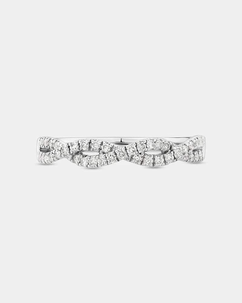 0.25 Carat TW Twist Diamond Wedding Ring in 14kt White Gold