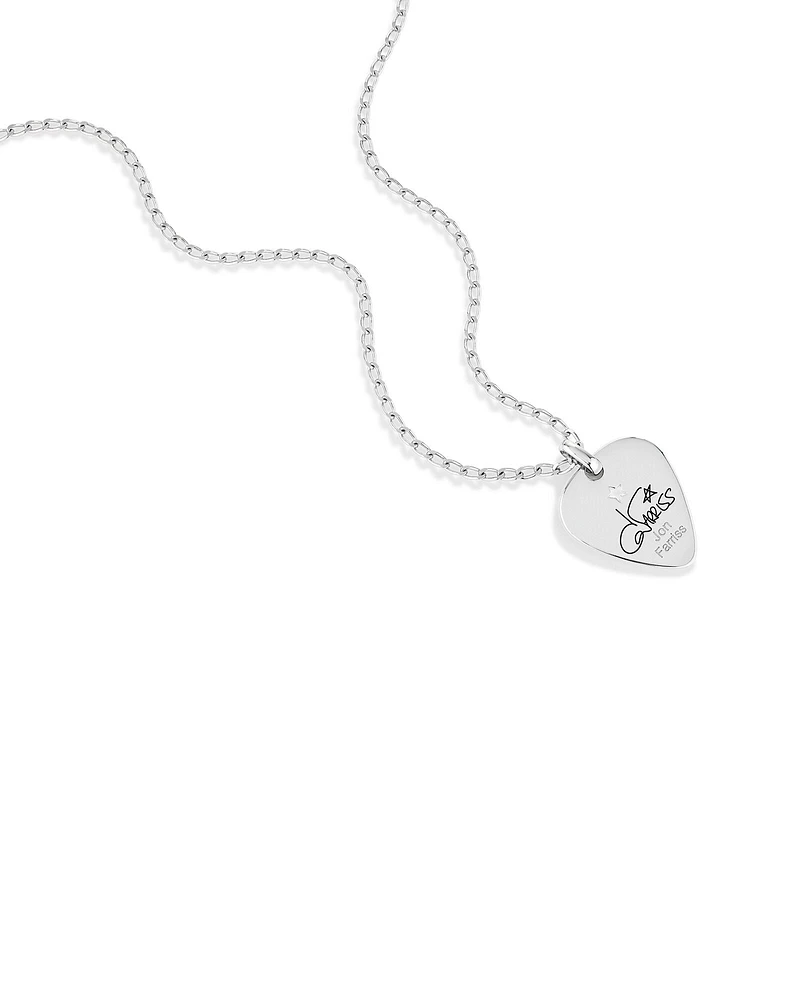 INXS Jon Farriss Engraved Guitar Pick Pendant with Chain in Recycled Sterling Silver