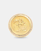 Sovereign Coin Ring with 0.30 Carat TW of Diamonds in 10kt & 22kt Yellow Gold