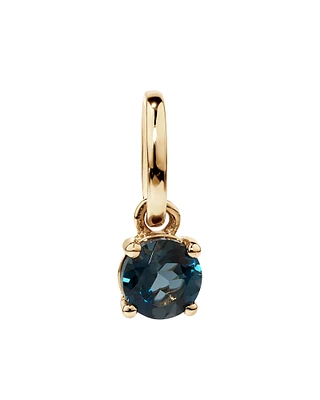 Round London Blue Topaz Birthstone Pendant in 10kt Yellow Gold